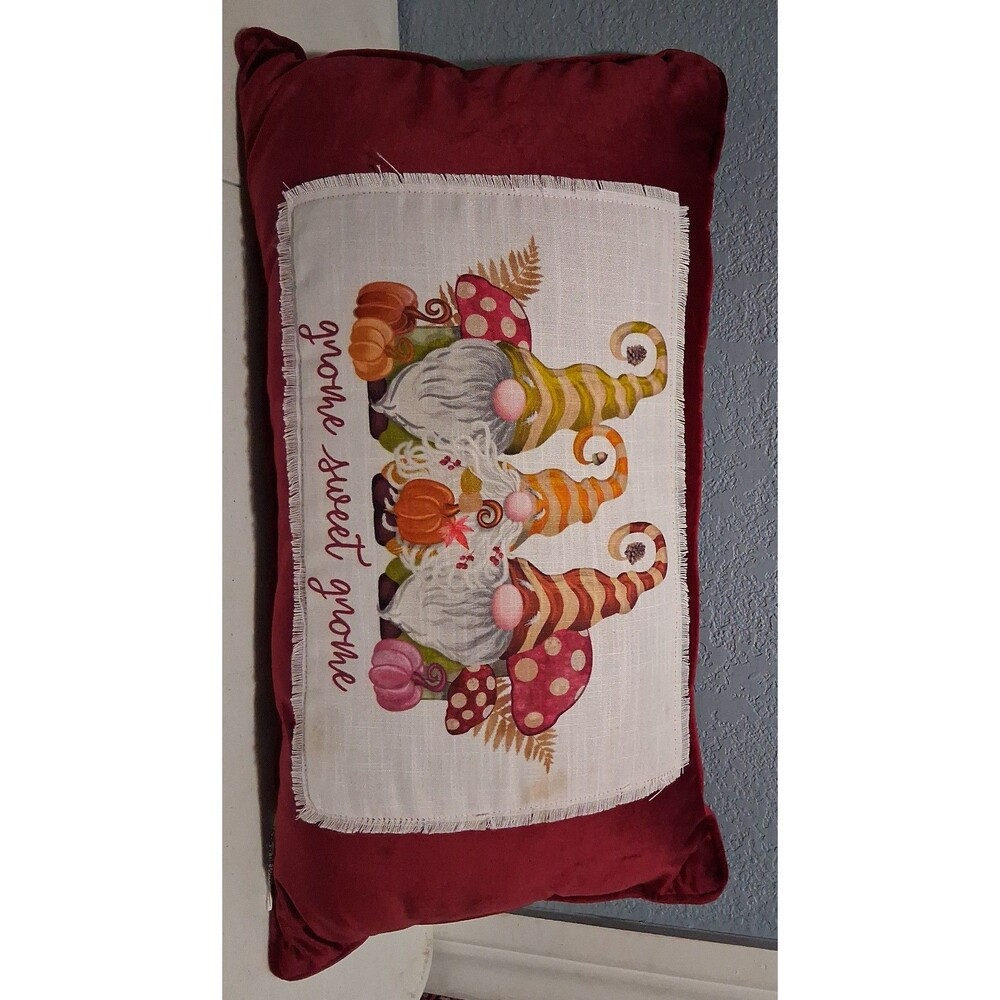 Christmas “Gnome Sweet Gnome” Decorative Pillow – 24" x 13"
